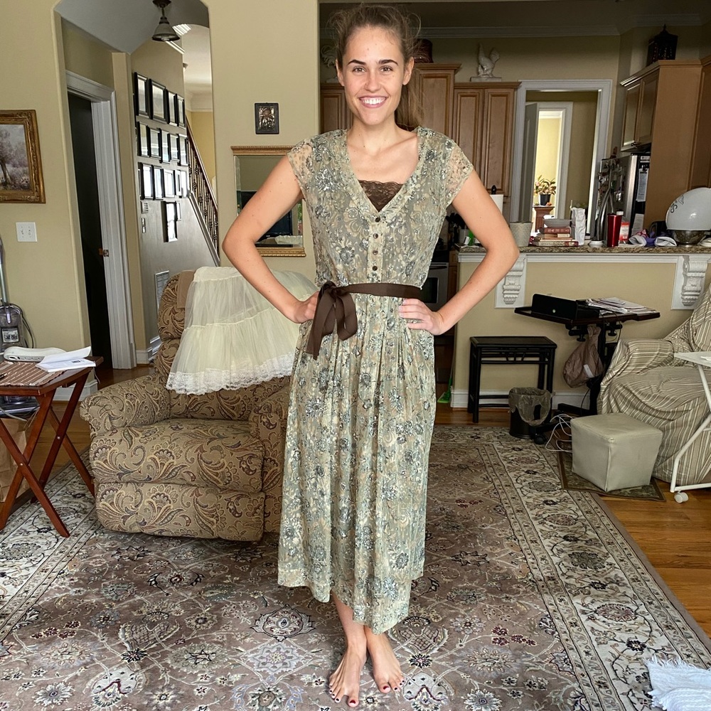 Anne Klein Floral Print Button-Down Dress